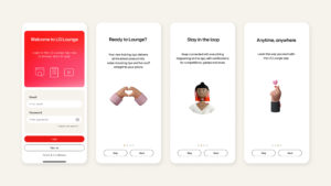 LG Lounge App welcome screens